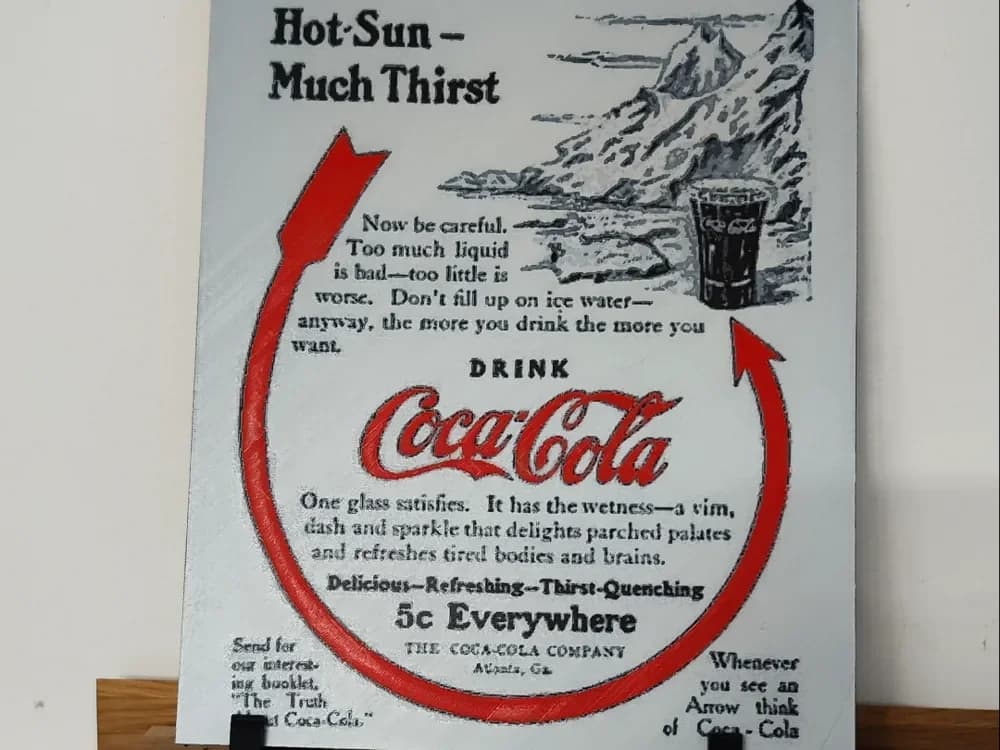 Coca cola Vintage advertising 2 by Altf4-Formation HueForge model: Coca cola Vintage advertising 2 by Altf4-Formation