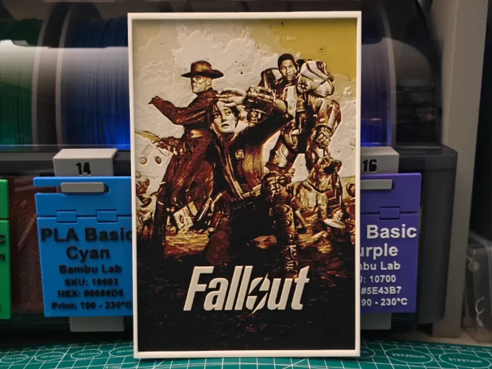 Fallout TV Show Poster - Hueforge Art by Lumpy3D HueForge model: Fallout TV Show Poster - Hueforge Art by Lumpy3D