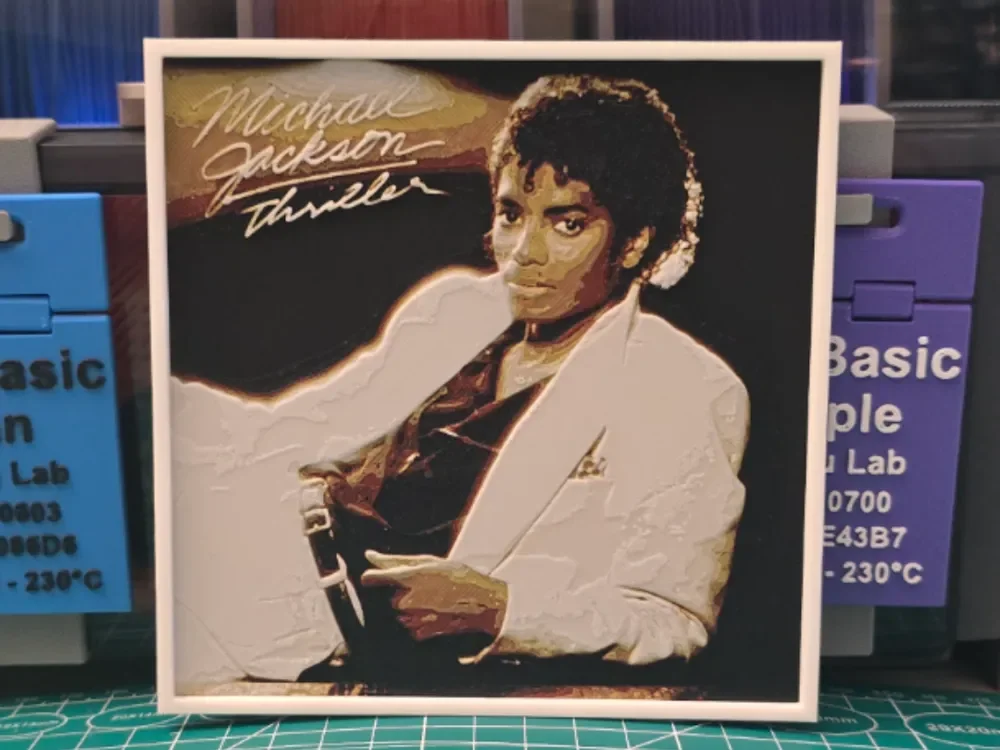Michael Jackson "Thriller" Album - Hueforge Art by Lumpy3D HueForge model: Michael Jackson "Thriller" Album - Hueforge Art by Lumpy3D