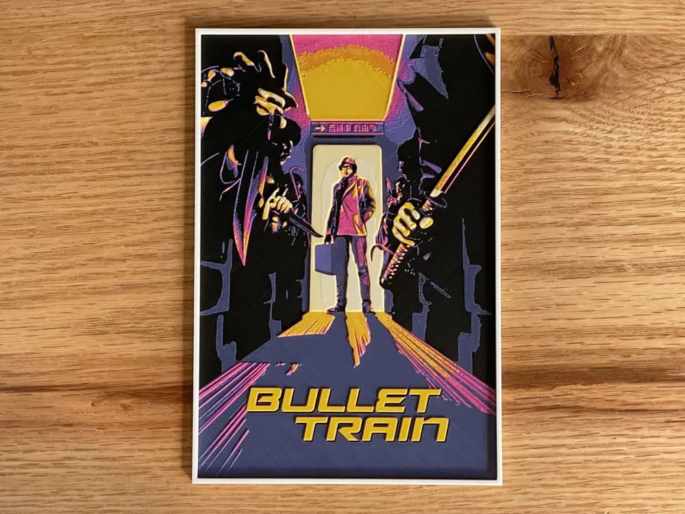 Bullet Train (2022) Hueforge Movie Poster by NiiON HueForge model: Bullet Train (2022) Hueforge Movie Poster by NiiON