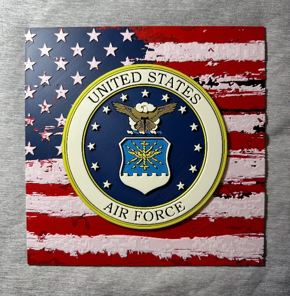 HueForge model: US Flag & Air Force Logo Hueforge by Hey Ben