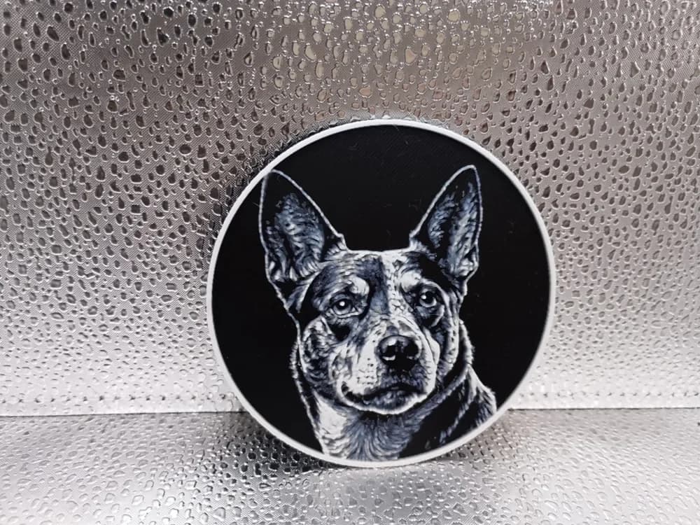 Australian Cattle Dog Coaster – Hueforge by Borishotch Industries HueForge model: Australian Cattle Dog Coaster – Hueforge by Borishotch Industries