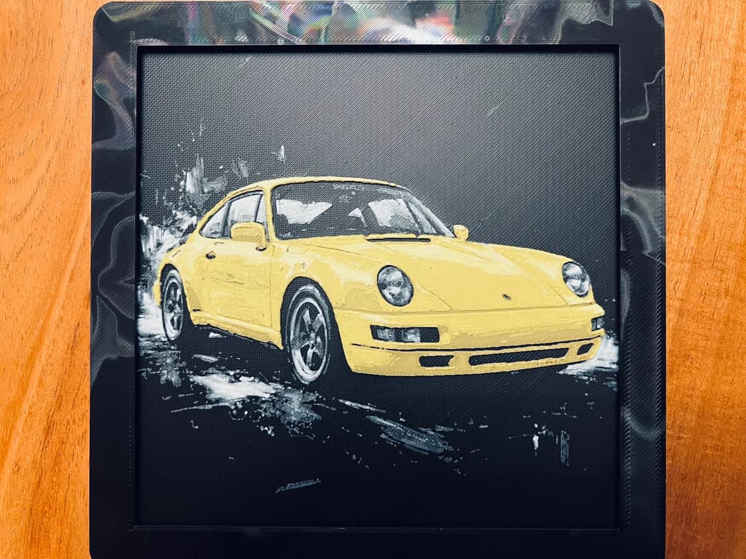 Porche 911 by JustBe 3D Printing HueForge model: Porche 911 by JustBe 3D Printing