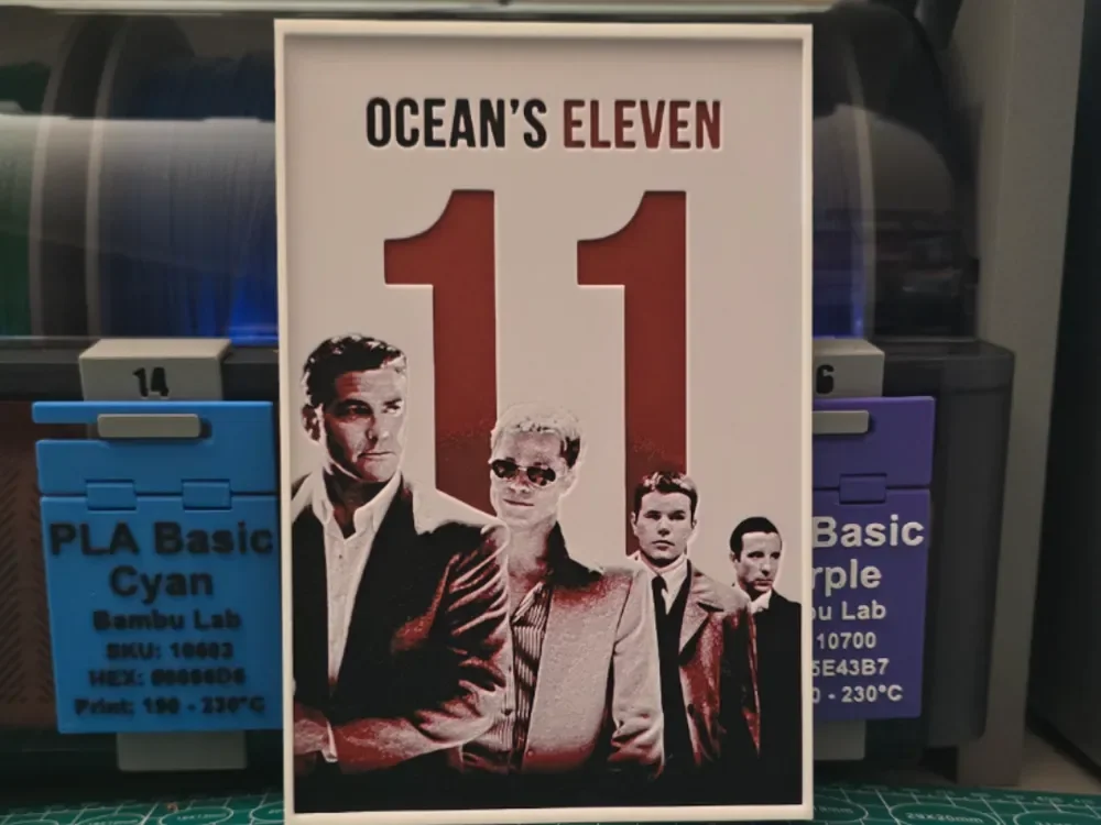 Ocean's Eleven Movie Poster - Hueforge Art by Lumpy3D HueForge model: Ocean's Eleven Movie Poster - Hueforge Art by Lumpy3D