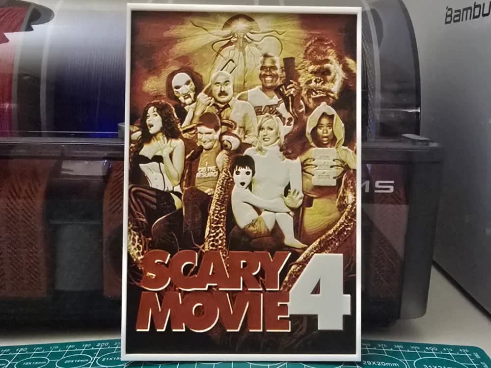 Scary Movie 4 Movie Poster - Hueforge Art by Lumpy3D HueForge model: Scary Movie 4 Movie Poster - Hueforge Art by Lumpy3D