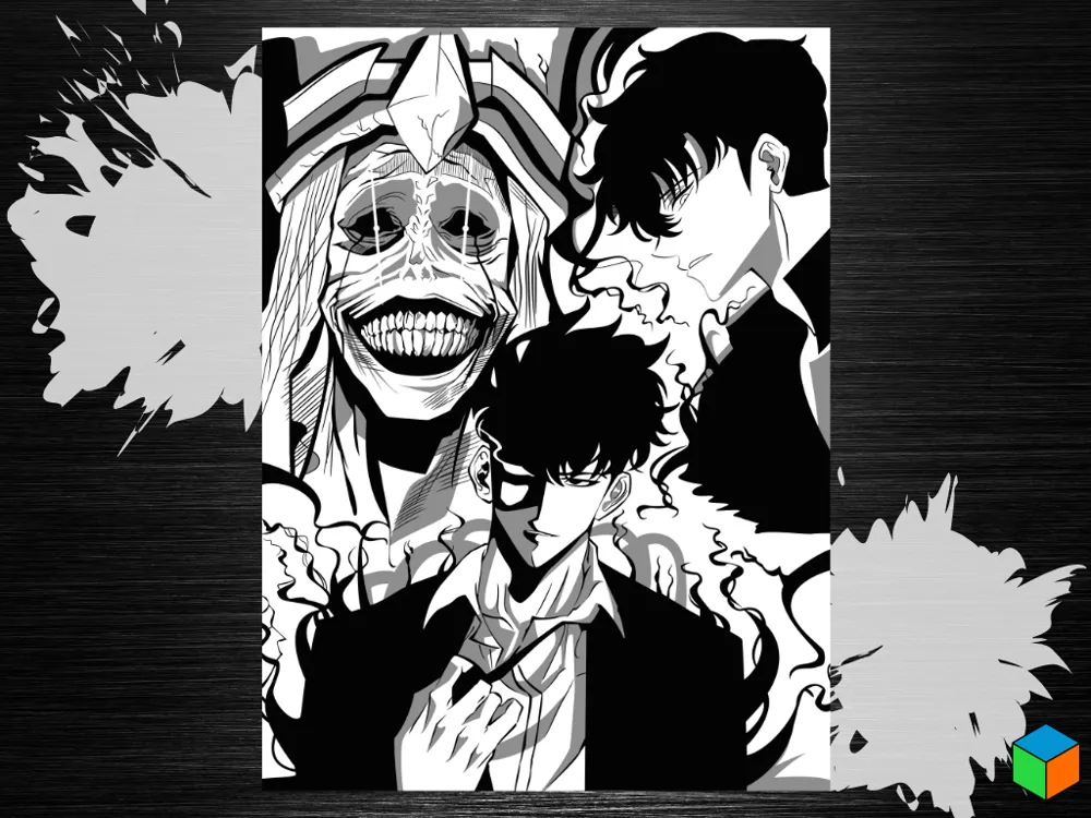 Solo Leveling Black & White Poster - Manga by 3D Prints By Vic HueForge model: Solo Leveling Black & White Poster - Manga by 3D Prints By Vic