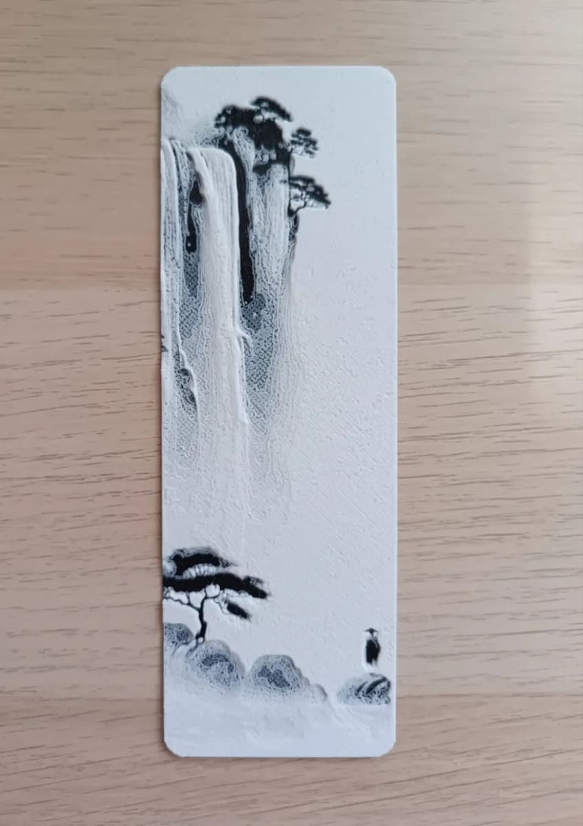 Japanese Waterfall Bookmark by Atrus Design HueForge model: Japanese Waterfall Bookmark by Atrus Design