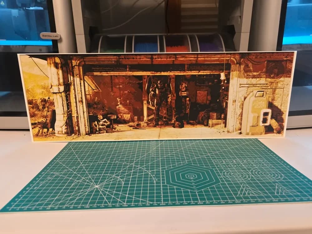 XL Fallout 4 Game Poster - Multi-part Hueforge Art by Lumpy3D HueForge model: XL Fallout 4 Game Poster - Multi-part Hueforge Art by Lumpy3D