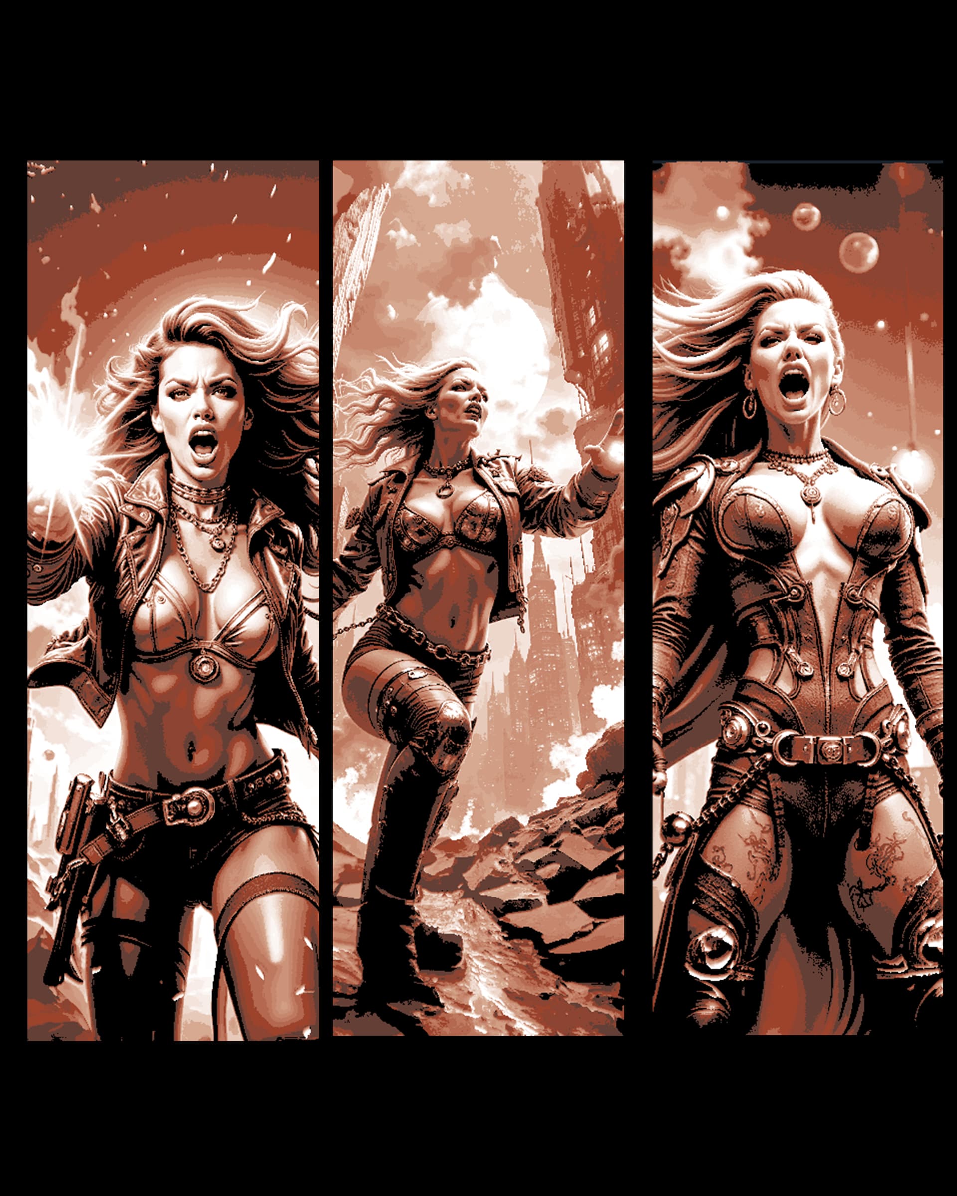 Fantasy superheroine unleashes her rage and power - Set of bookmarks by BooneCo3d HueForge model: Fantasy superheroine unleashes her rage and power - Set of bookmarks by BooneCo3d