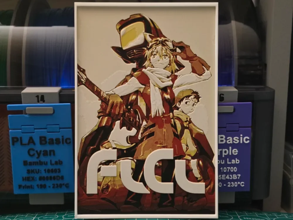 FLCL Poster - Hueforge Art by Lumpy3D HueForge model: FLCL Poster - Hueforge Art by Lumpy3D