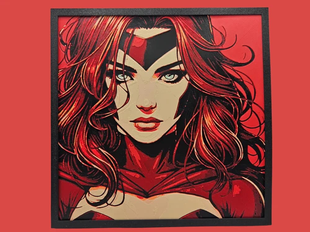 HueForge model: Portrait of Scarlet Witch (Marvel hueforge) by BusyKikiBee