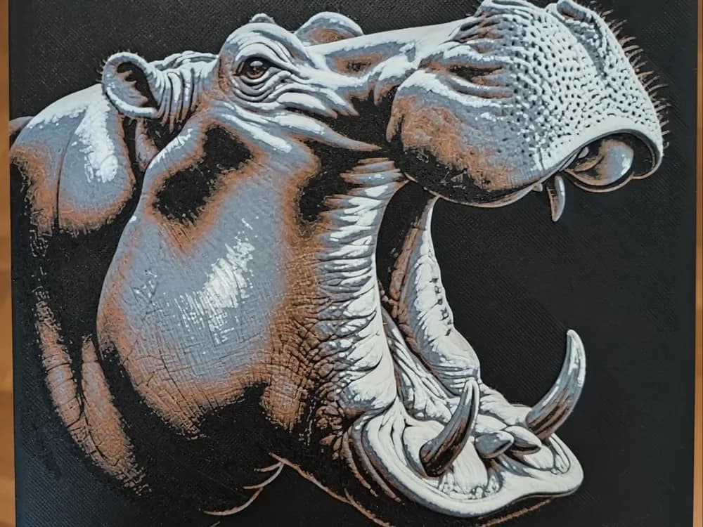 HueForge model: Mean Hippopotamus in Brown - Hueforge by BeaN