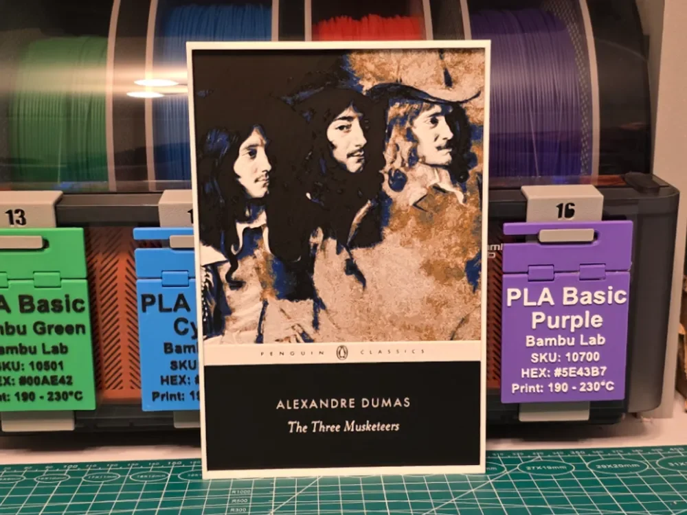 The Three Musketeers Book Poster - Hueforge Art by Lumpy3D HueForge model: The Three Musketeers Book Poster - Hueforge Art by Lumpy3D
