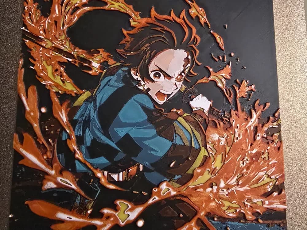 Demon Slayer - Tanjiro by 3D-Mentiel HueForge model: Demon Slayer - Tanjiro by 3D-Mentiel