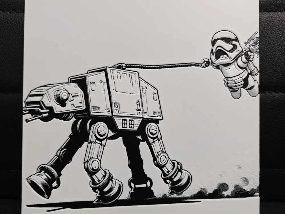 HueForge model: The Empire’s Pet Project / AT-AT & Stormtrooper by TheHueforgeLady