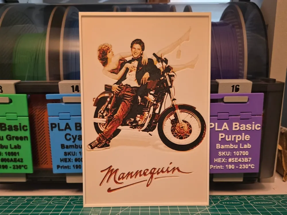 Mannequin Movie Poster - Hueforge Art by Lumpy3D HueForge model: Mannequin Movie Poster - Hueforge Art by Lumpy3D