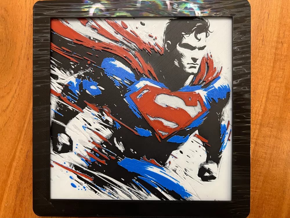 Superman(Multi-Colored) by JustBe 3D Printing HueForge model: Superman(Multi-Colored) by JustBe 3D Printing