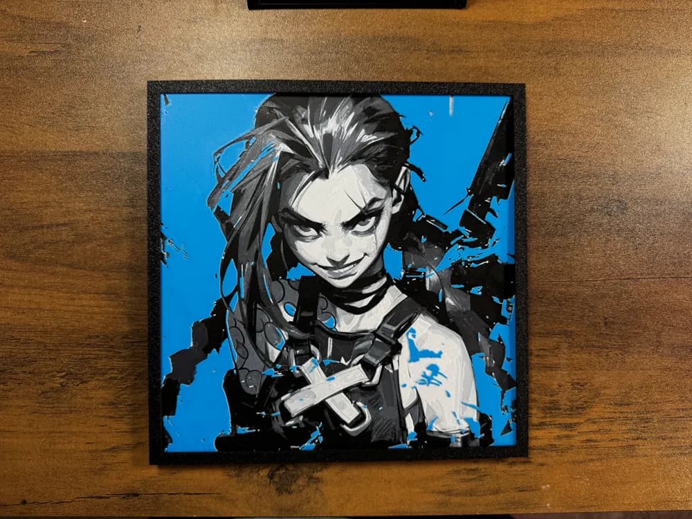 Jinx – The Loose Cannon - Arcane-Inspired Poster by 3D Prints By Vic HueForge model: Jinx – The Loose Cannon - Arcane-Inspired Poster by 3D Prints By Vic