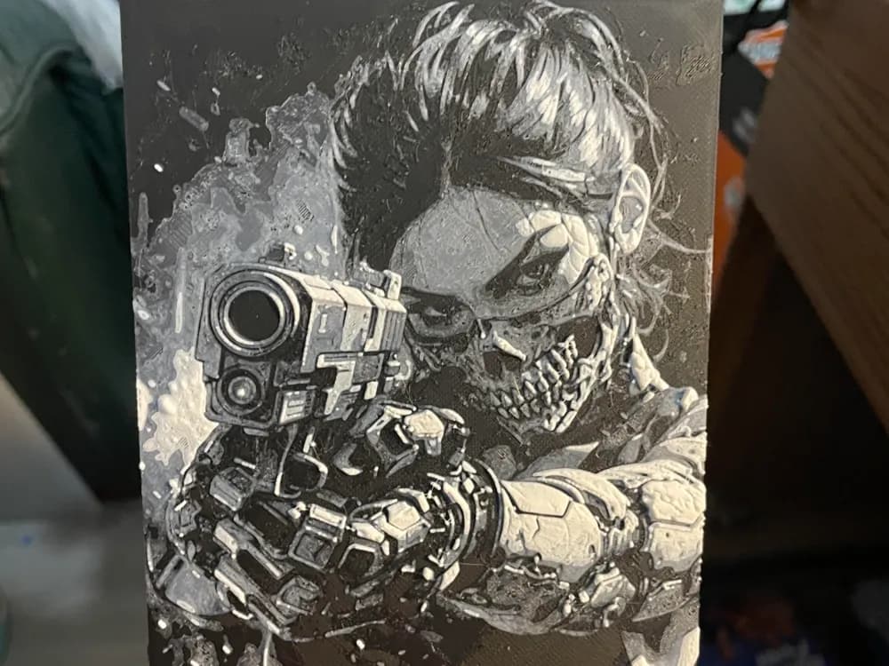 Cyborg Woman with a Gun by Advancedtechworldwide HueForge model: Cyborg Woman with a Gun by Advancedtechworldwide