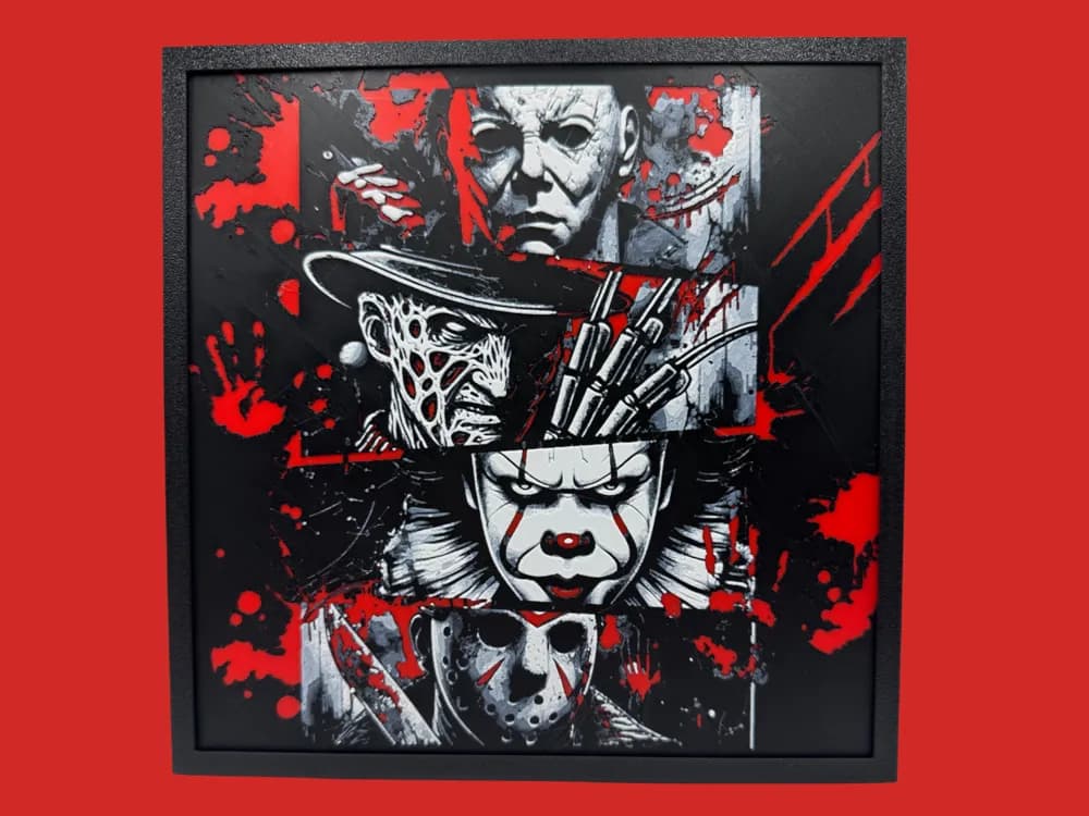 Horror Gang - Freddy, Jason, Michael, Pennywise by Canadian Gamer HueForge model: Horror Gang - Freddy, Jason, Michael, Pennywise by Canadian Gamer