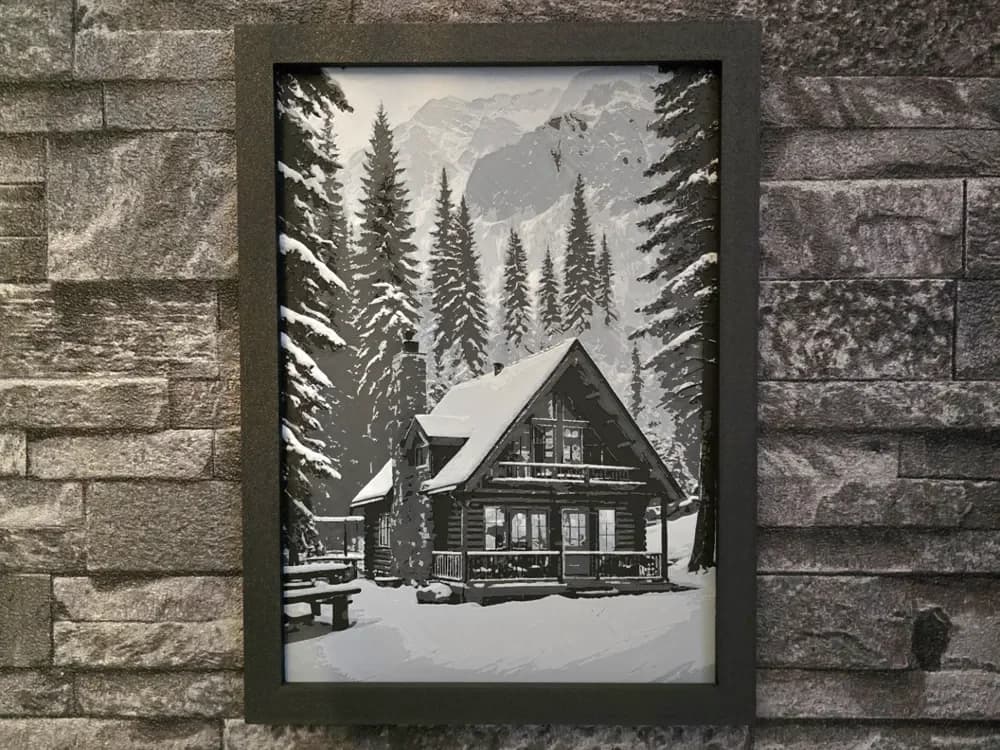 Hueforge Winter House Wood 3 colors by StefBull85 HueForge model: Hueforge Winter House Wood 3 colors by StefBull85