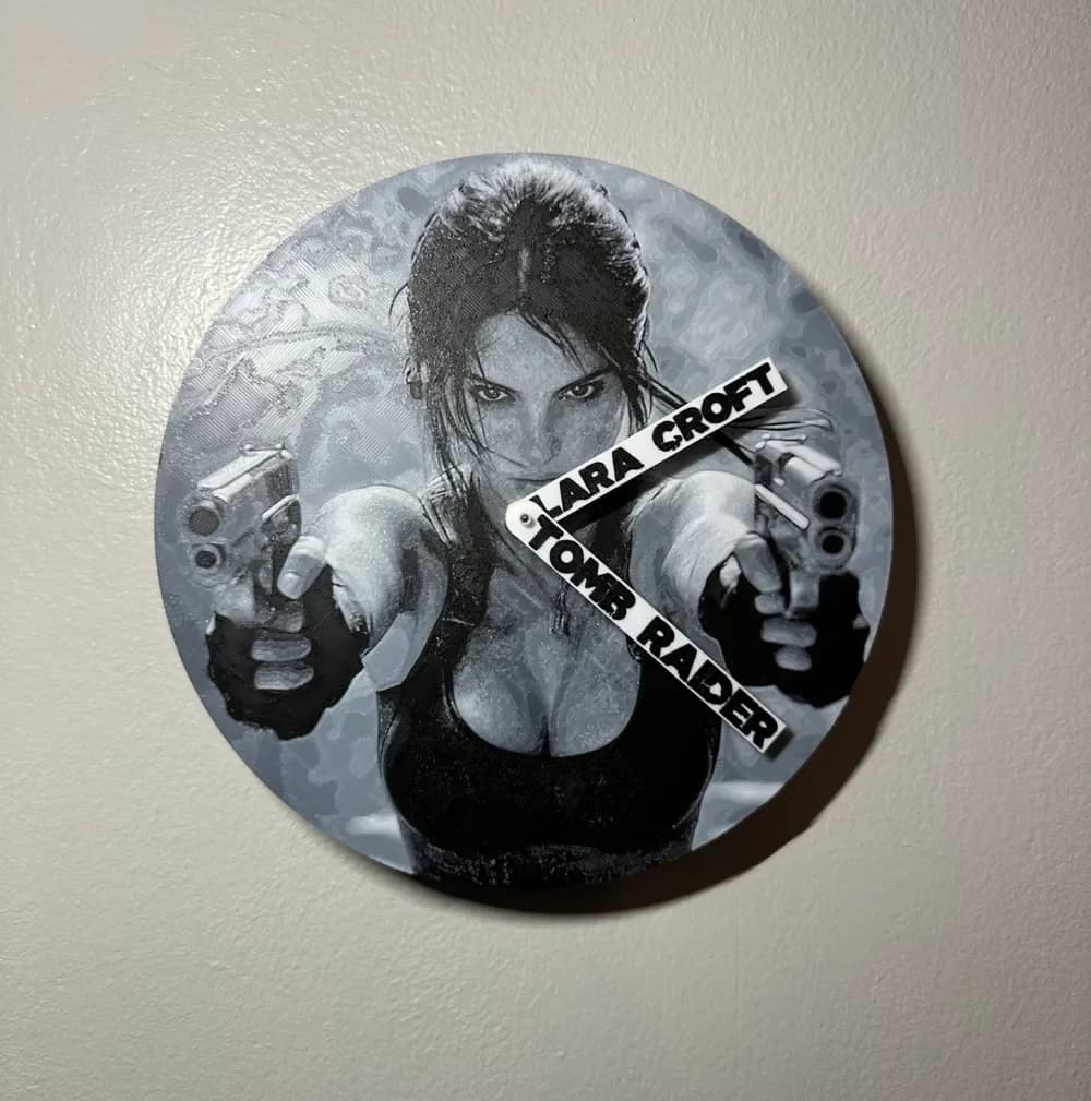 HueForge model: Lara Croft Tomb Raider Clock by Hey Ben