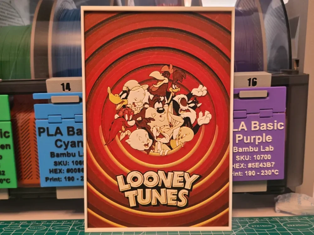 Looney Tunes Poster - Hueforge Art by Lumpy3D HueForge model: Looney Tunes Poster - Hueforge Art by Lumpy3D
