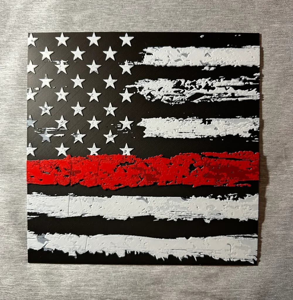 US Flag - Firefighter Hueforge by Hey Ben HueForge model: US Flag - Firefighter Hueforge by Hey Ben
