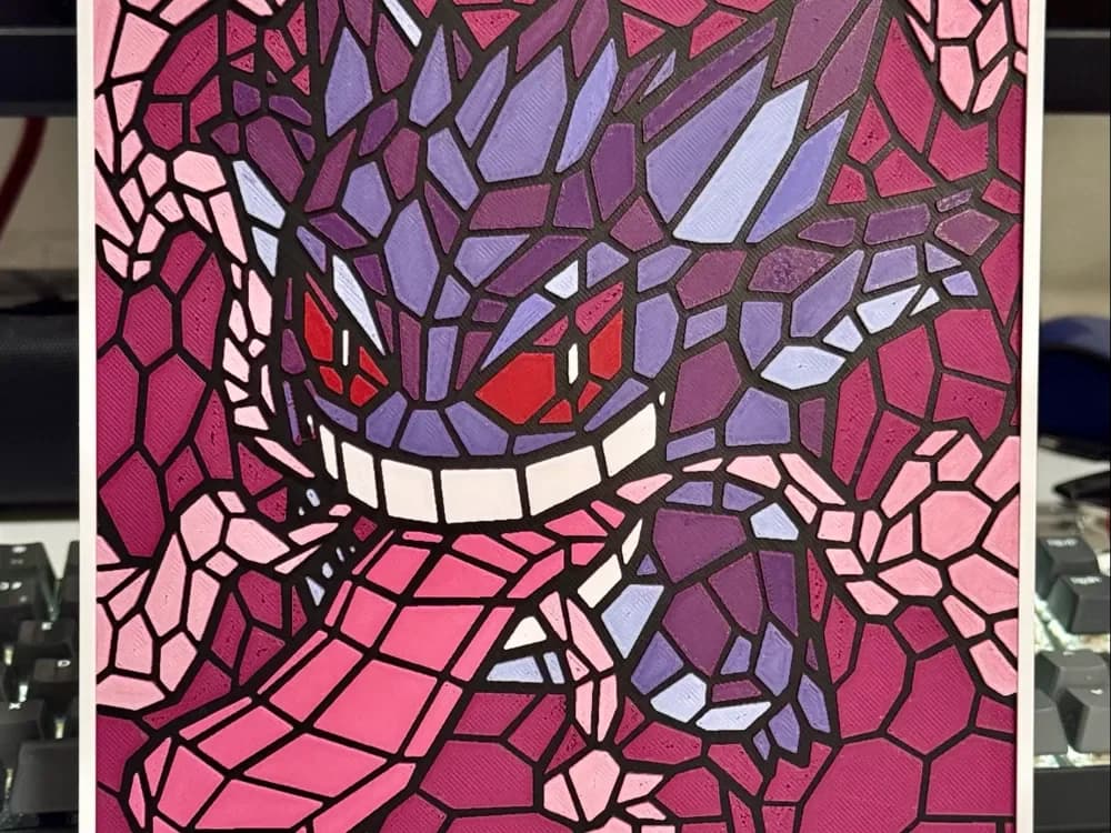 Gengar Stained Glass by Strata Prints HueForge model: Gengar Stained Glass by Strata Prints