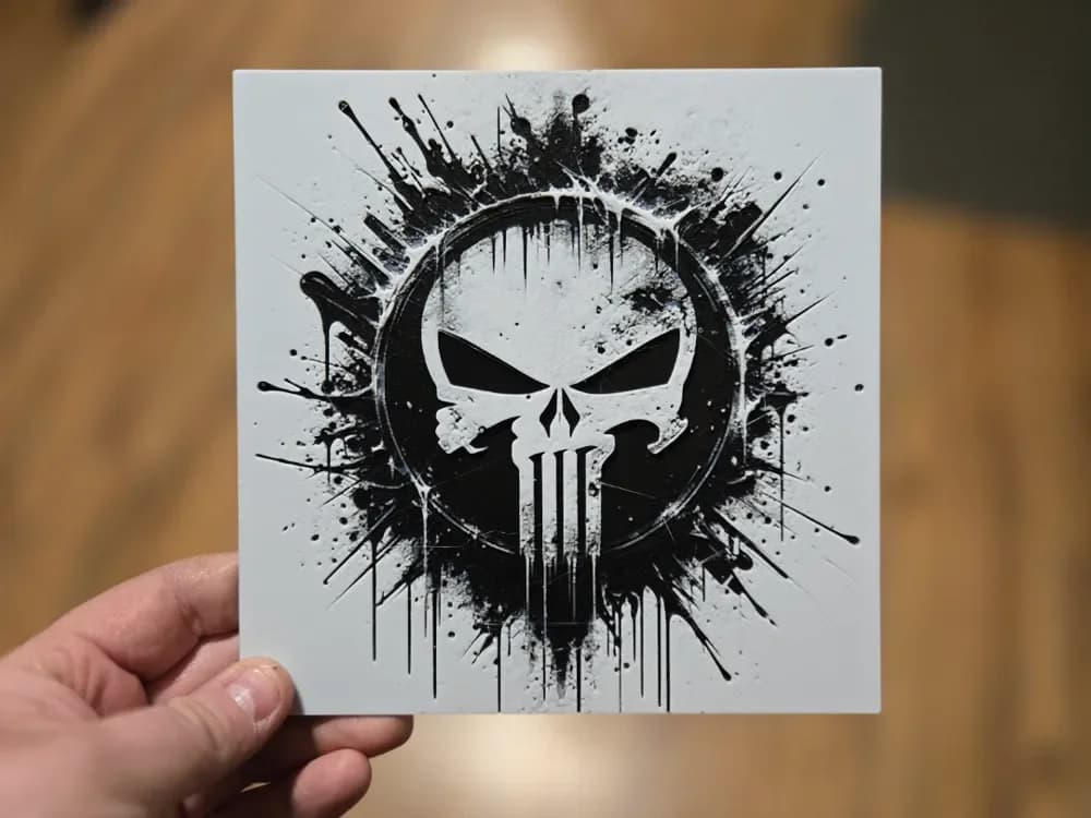 Graffiti Punisher Logo Hueforge by 3Ree Printing HueForge model: Graffiti Punisher Logo Hueforge by 3Ree Printing