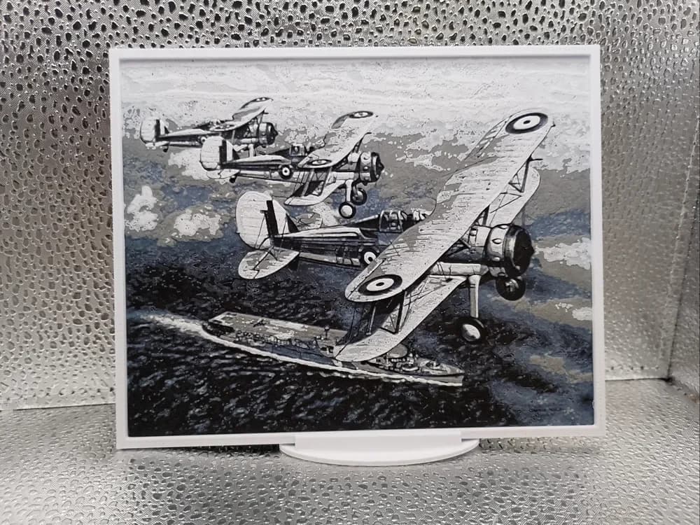 Gloster Gladiator Flying Over HMS Furious hueforge by Borishotch Industries HueForge model: Gloster Gladiator Flying Over HMS Furious hueforge by Borishotch Industries