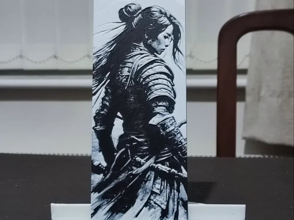 HueForge model: Bookmark Female Samurai - HueForge 2 Color by BoDad