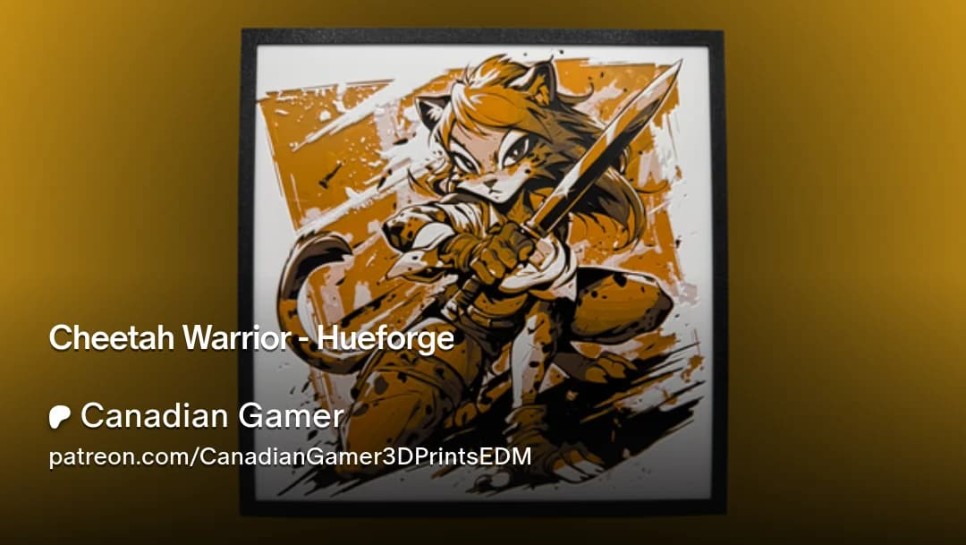 Cheetah Warrior - Hueforge by Canadian Gamer HueForge model: Cheetah Warrior - Hueforge by Canadian Gamer