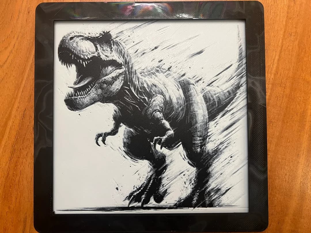 HueForge model: Tyrannosaurus Rex (Black and White) by JustBe 3D Printing