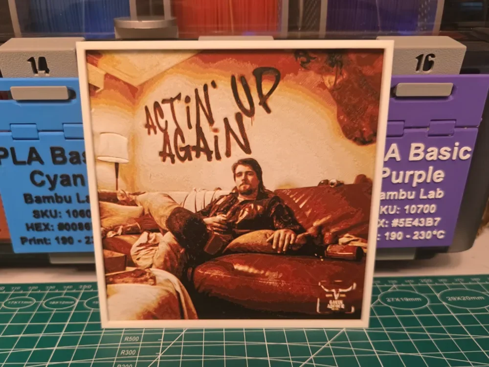 Gavin Adcock "Actin' Up Again" Album - Hueforge by Lumpy3D HueForge model: Gavin Adcock "Actin' Up Again" Album - Hueforge by Lumpy3D