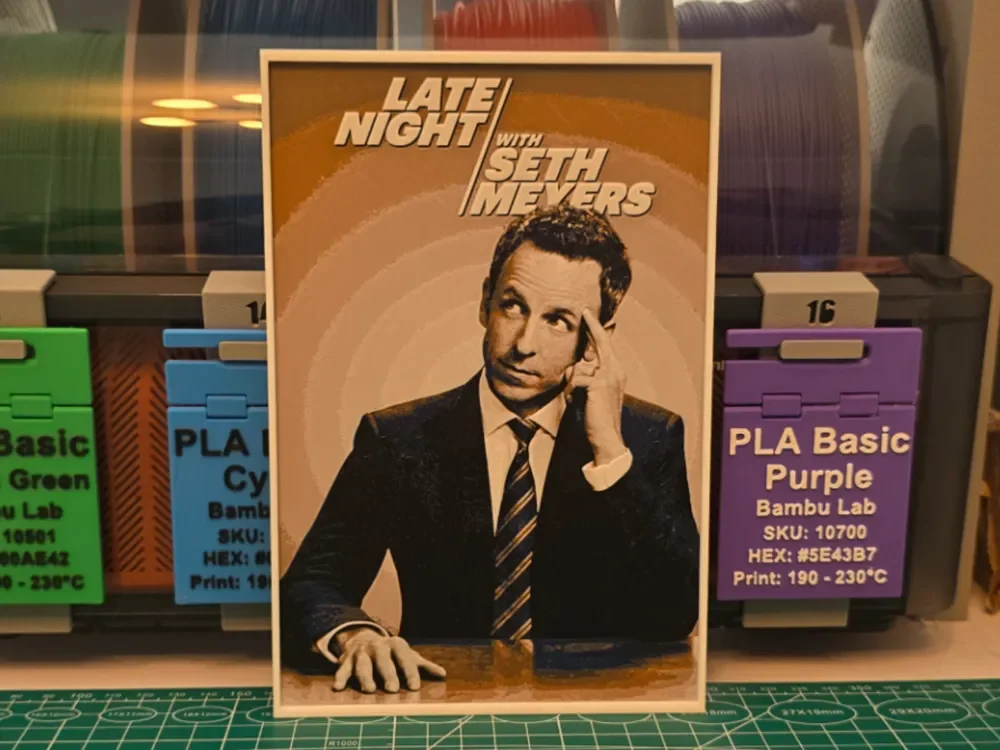 Late Night with Seth Meyers - Hueforge Art by Lumpy3D HueForge model: Late Night with Seth Meyers - Hueforge Art by Lumpy3D