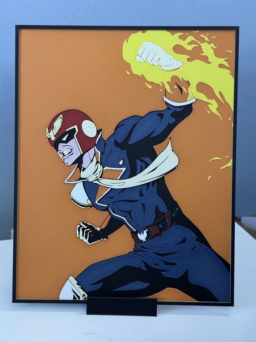 Captain Falcon by Strata Prints HueForge model: Captain Falcon by Strata Prints