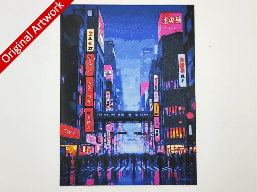 Tokyo Cyberpunk Travel Poster – Hueforge by Altf4-Formation HueForge model: Tokyo Cyberpunk Travel Poster – Hueforge by Altf4-Formation