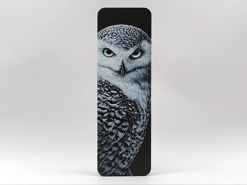 Snowy Owl Bookmark 2 - Hueforge by Sarge HueForge model: Snowy Owl Bookmark 2 - Hueforge by Sarge