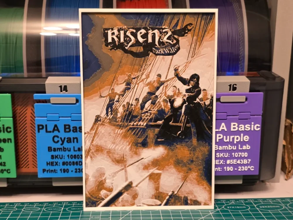 HueForge model: Risen 2: Dark Waters Game Poster - Hueforge Art by Lumpy3D