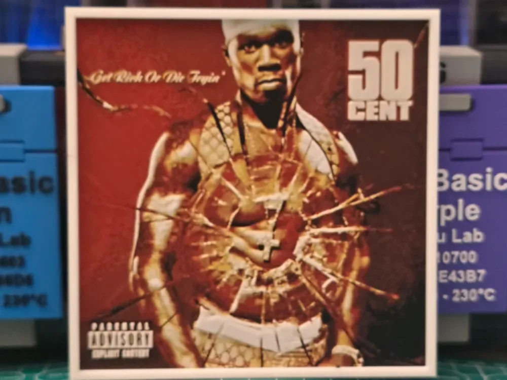 50 Cent "Get Rich or Die Tryin'" Album - Hueforge by Lumpy3D HueForge model: 50 Cent "Get Rich or Die Tryin'" Album - Hueforge by Lumpy3D