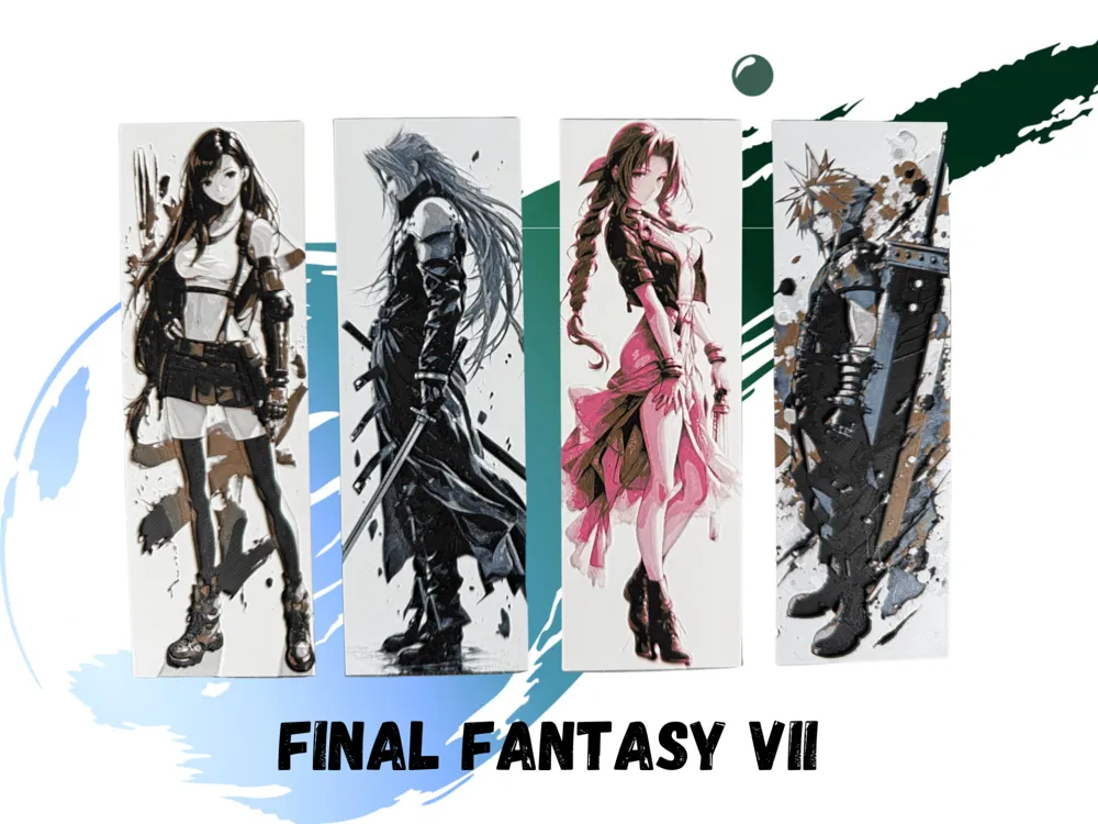 Final Fantasy VII - FF7 - Bookmark Collection by Canadian Gamer HueForge model: Final Fantasy VII - FF7 - Bookmark Collection by Canadian Gamer