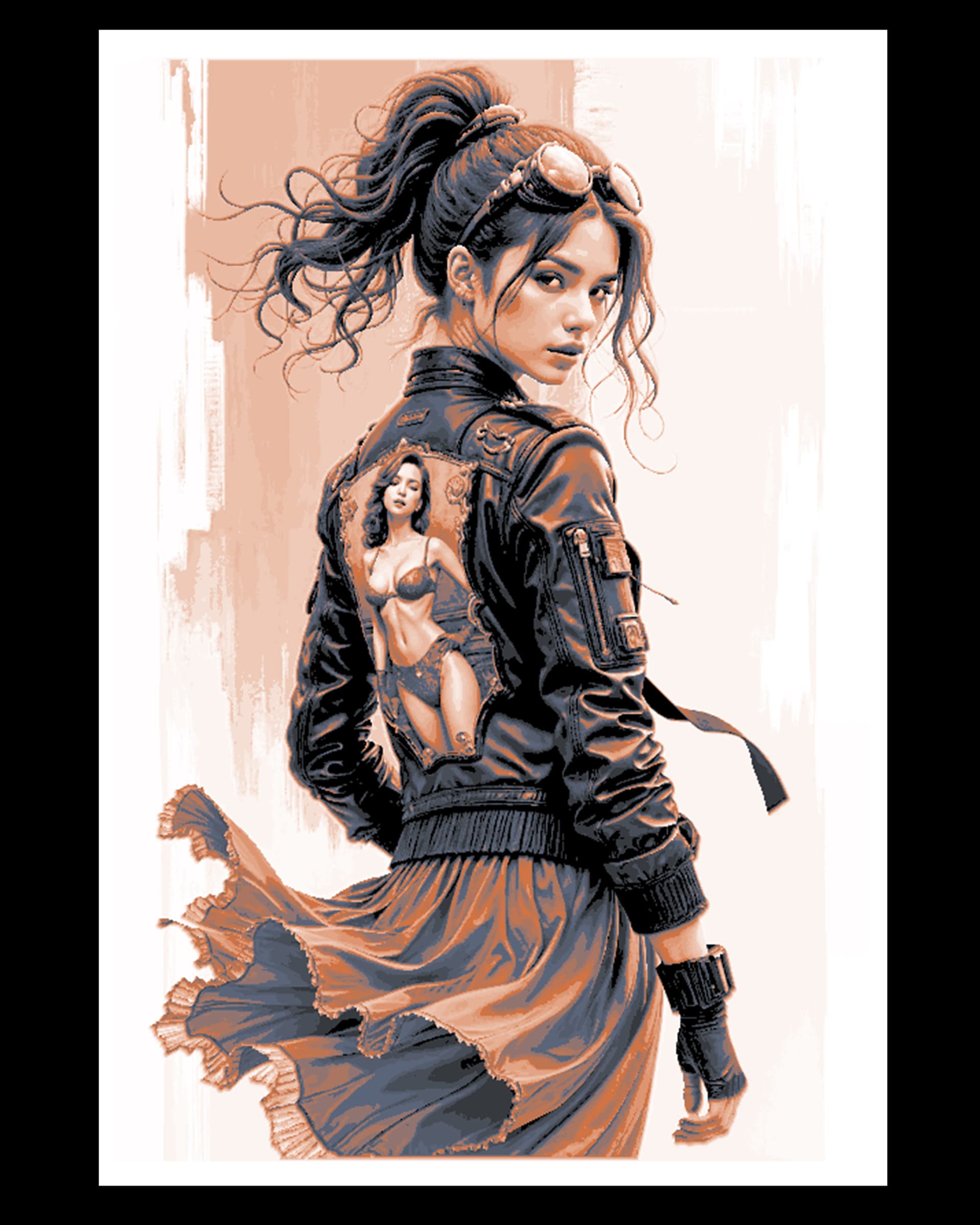 The biker girl you didn't expect - Leather Jacket and all - Hueforge art The biker girl you didn't expect - Leather Jacket and all - Hueforge art
