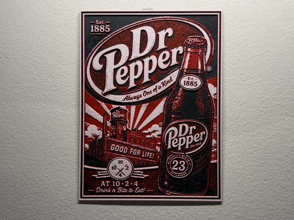 Dr Pepper Poster Style HueForge by liv_3d HueForge model: Dr Pepper Poster Style HueForge by liv_3d