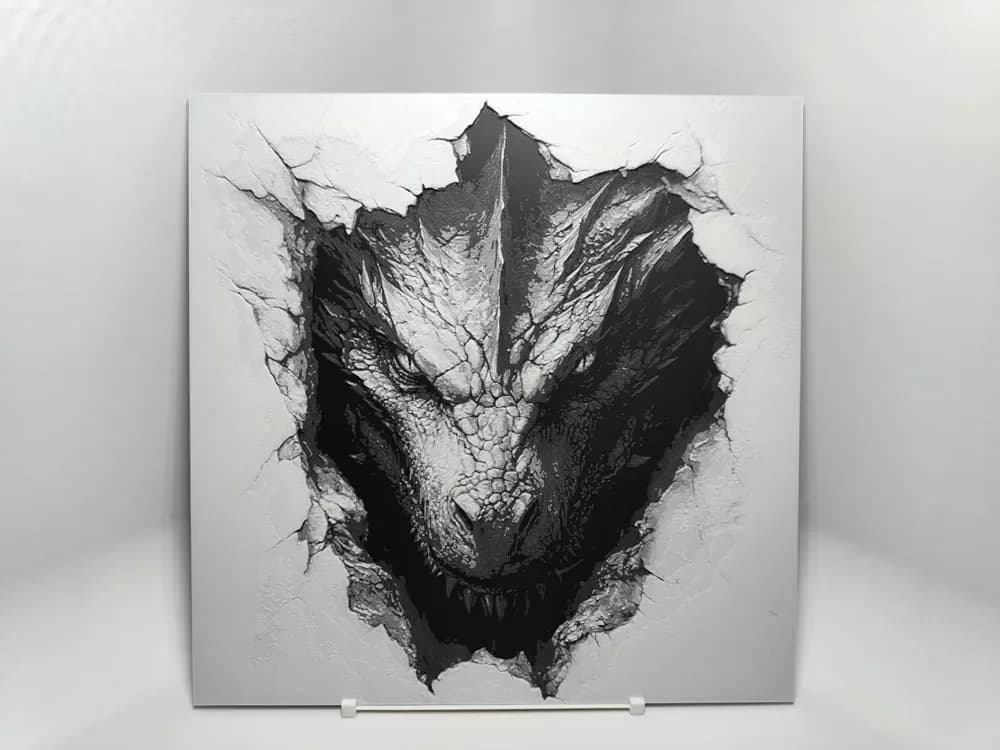 HueForge model: Dragon head breaching through wall - HueForge by BeaN