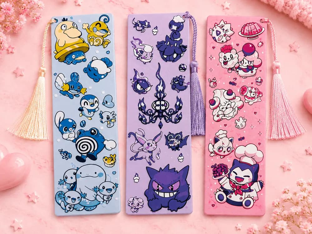 Pokemon Bookmark set by EDesign HueForge model: Pokemon Bookmark set by EDesign
