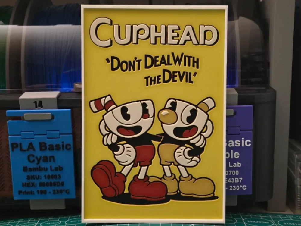 Cuphead Poster - Hueforge Art by Lumpy3D HueForge model: Cuphead Poster - Hueforge Art by Lumpy3D
