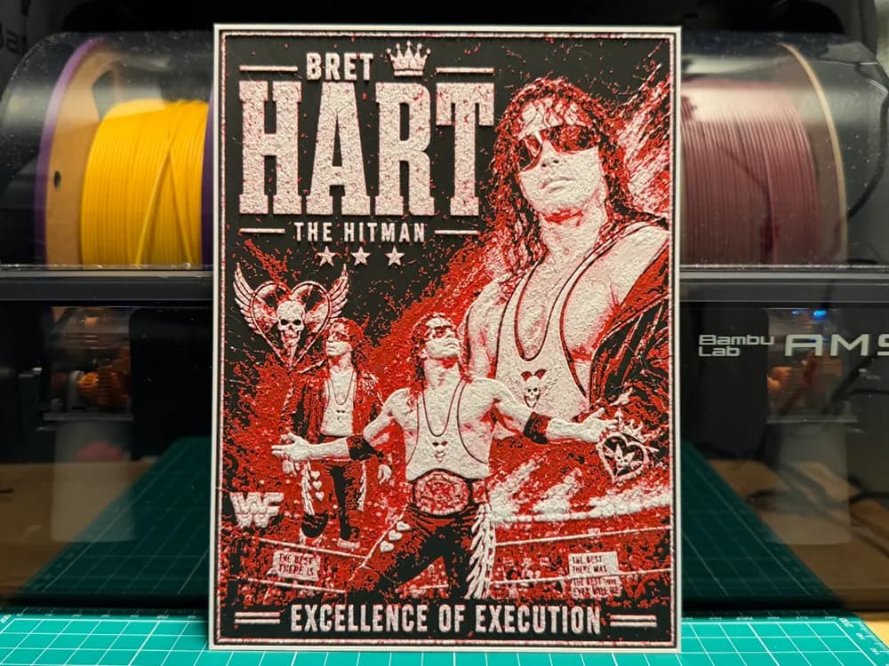 Bret Hart WWE Poster HueForge by liv_3d HueForge model: Bret Hart WWE Poster HueForge by liv_3d