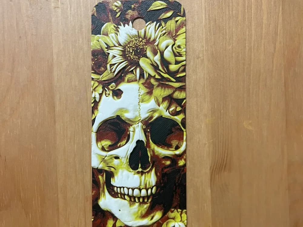 skull and flowers bookmark by Morganja HueForge model: skull and flowers bookmark by Morganja