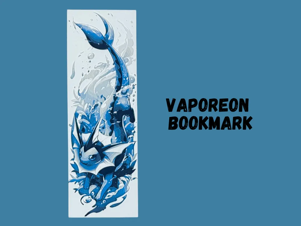 Vaporeon - Pokemon Bookmark - 2025 Year of Eevee by Canadian Gamer HueForge model: Vaporeon - Pokemon Bookmark - 2025 Year of Eevee by Canadian Gamer